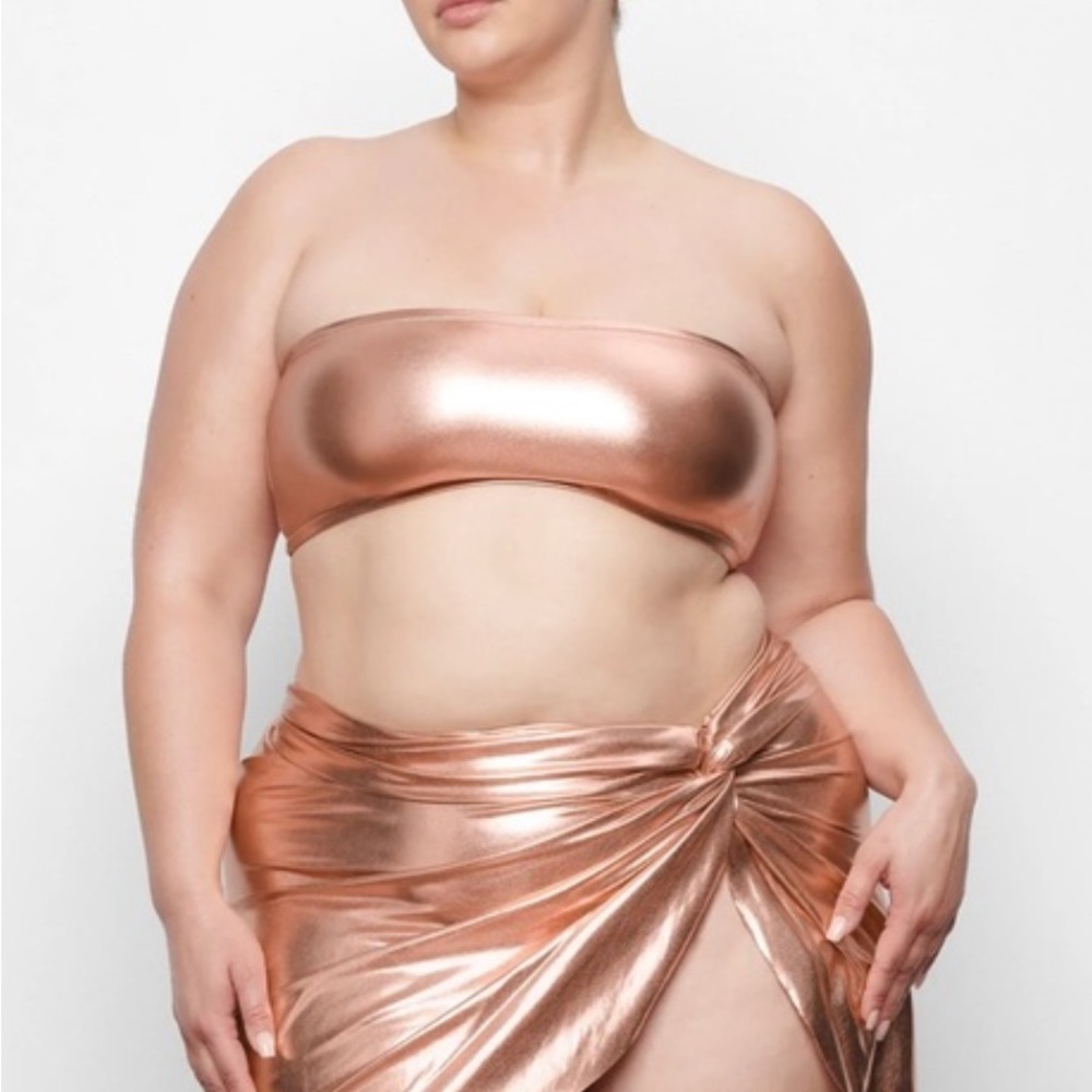 NWT Skims Metallic Swim Bandeau Bikini Top Size 3X